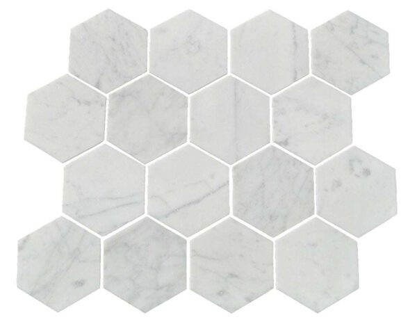 3" Carrara Marble Hex Mosaic