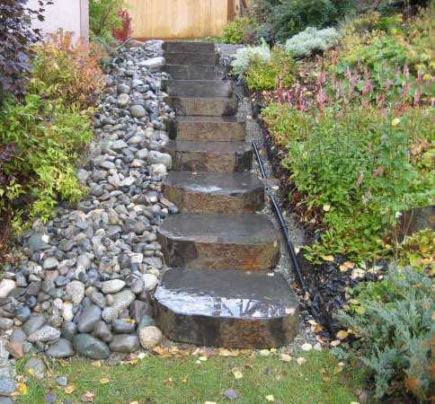 basalt step install front pathway
