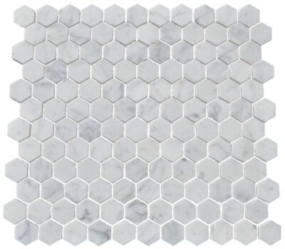 1" Carrara Marble Hex Mosaic