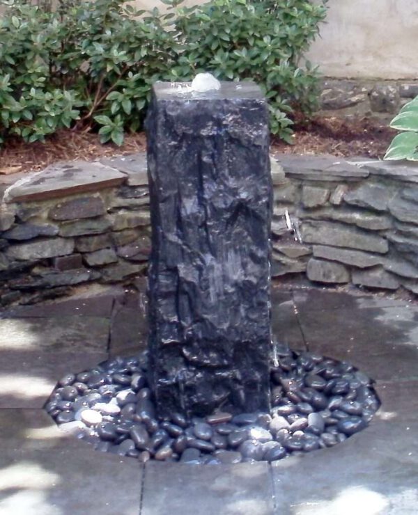 Chiseled Basalt Fountain, 12" Base