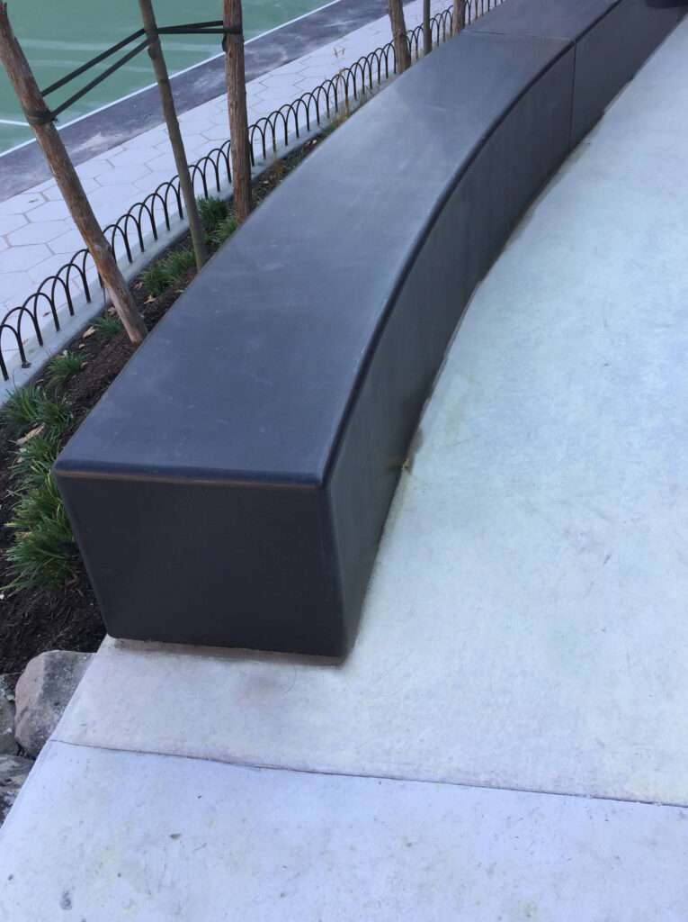 Polished basalt bench