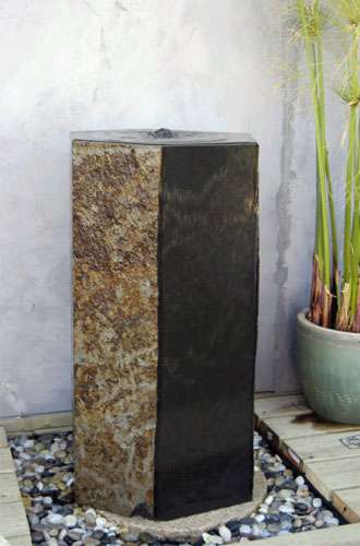 basalt fountain with cut and polished front